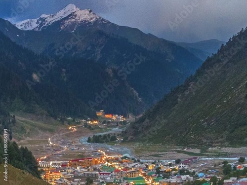 Night view of the town Naran Kaghan valley