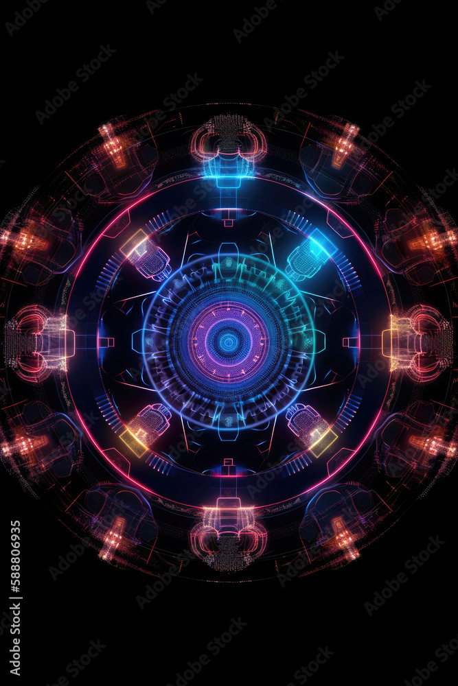 Obraz premium Digital Nexus. Complex & Vibrant, created with Generative Al technology.