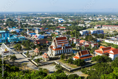 Aerial View to the Thammikaram Worawihan Buddhist Temple in Prachuap Khiri Khan, Thailand © Dave