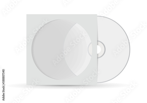 Realistic blank cd with cover mockup template. Design template of compact disc icon isolated on white. Cd vector illustration