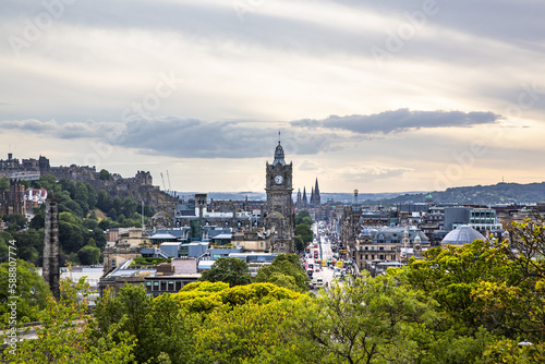 Aerial view of the city of Edinburgh from Calton Hill