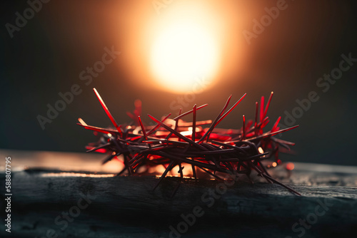 The Crown of Thorns: A Powerful Symbol of Jesus' Sacrifice and Suffering During His Crucifixion, Representing His Love and Redemption for Mankind created with Generative AI technology