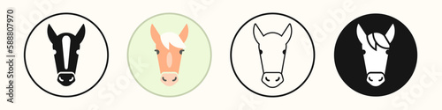 Horse face vector set. Horse muzzle, stallion icon