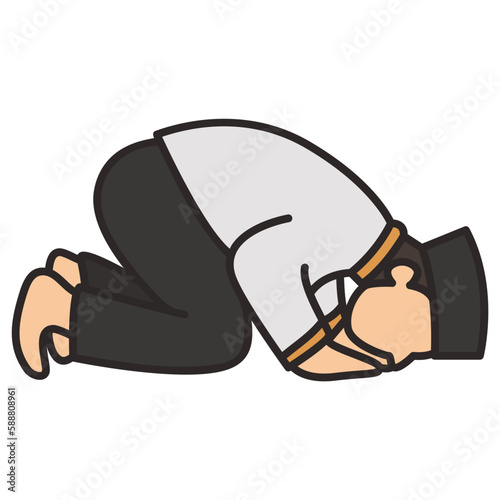 muslim man sujud. worship and pray illustration