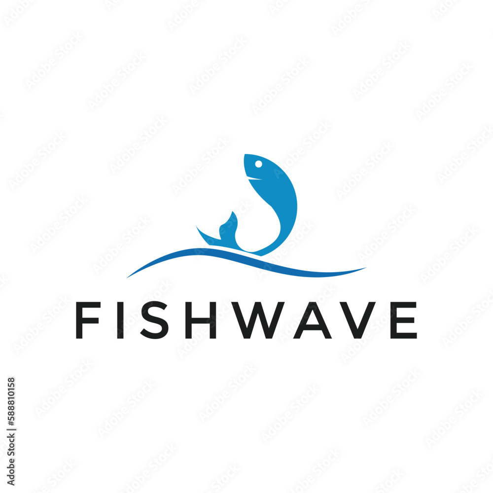 simple fish wave logo design