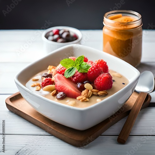 "Heart-Shaped Healthy Breakfast Set: Granola and Coffee"