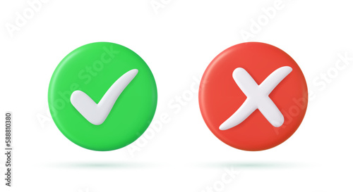 Green tick check mark and cross mark symbols