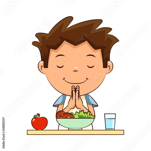 Child praying before meal