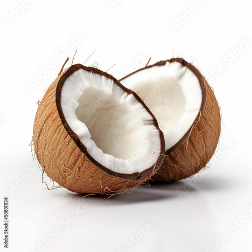 coconut on white background сгенерирована искусственным интеллектом 