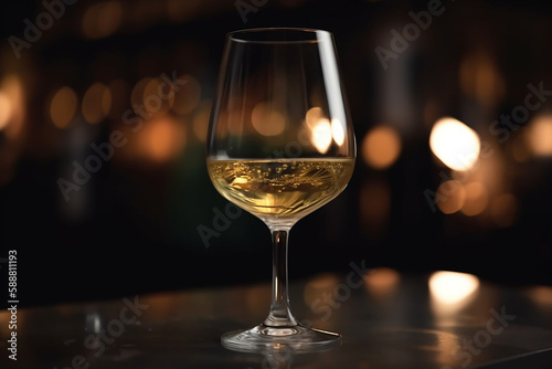 taça de vinho branco em restaurante 