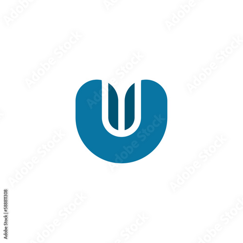logo letter u blue vector icon symbol