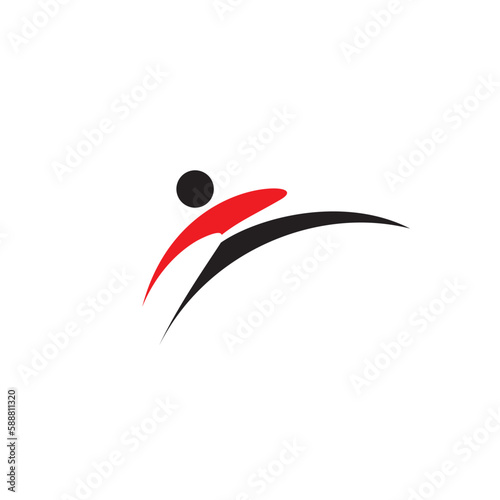 martial arts taekwondo leg kick logo vector