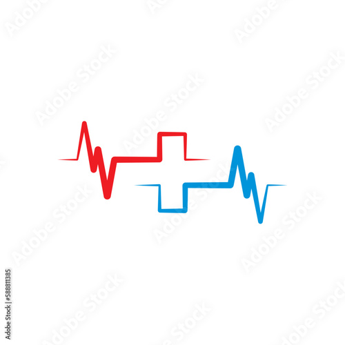 medical hospital logo cross and pulse