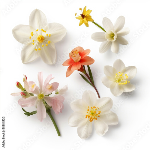 spring flowers on white background