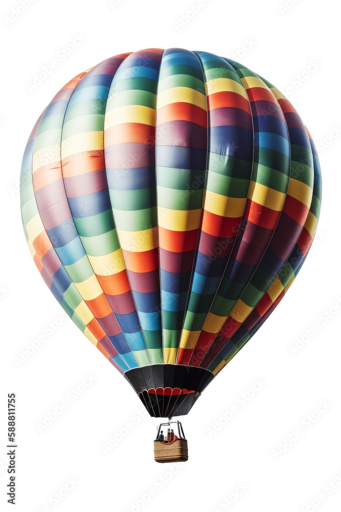 Naklejka premium Rainbow Hot Air Balloon Clipart with Transparent Background, AI Generative