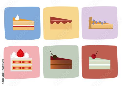Illustration of set of cakes