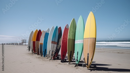 Sun, Sand, and Surfboards: A Canon EOS R Shot, AI-Generated 