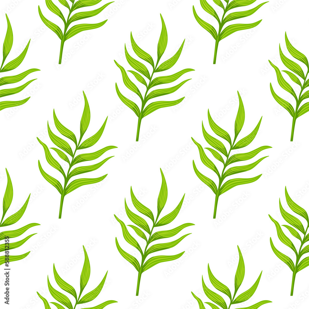 Fototapeta premium Fern leaf wallpaper. Abstract exotic plant seamless pattern. Tropical palm leaves pattern. Botanical texture.