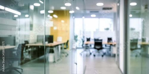 Abstract blurred office interior room