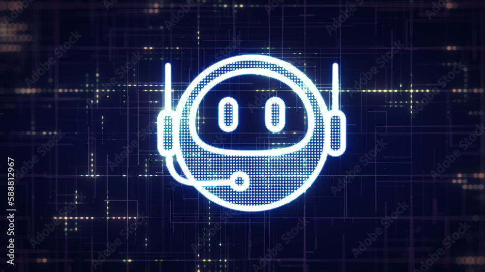 Chatbot robot head icon on digital data background. Chatbot assistant application. Artificial Intelligence concept. chatbot icon for provide access to information and data in online network. Chatbot robot head icon on digital data background. Chatbot assistant application. Artificial Intelligence concept. chatbot icon for provide access to information and data in online network.