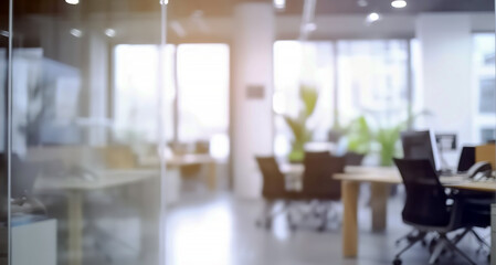 Abstract blurred office interior room