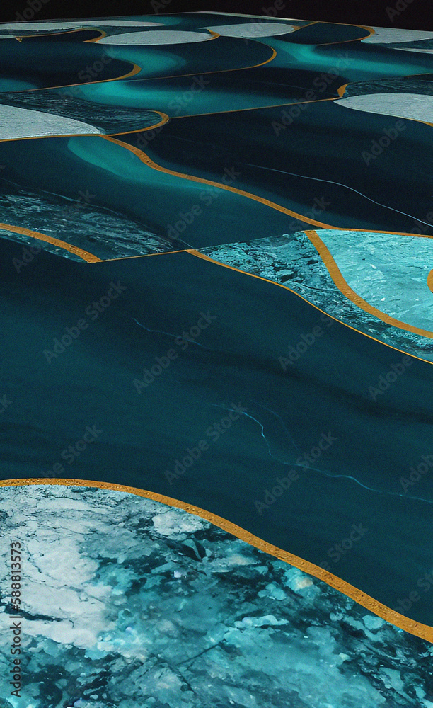 Obraz premium Turquoise marble surface. Stone granite background for design. Nature backdrop. Rock texture with cracks. Close-up.