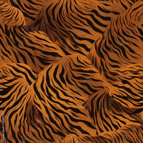 Unleash your wild side with a seamless tiger skin pattern. Perfect for fashion, home decor, and accessories. AI Generation