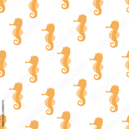 Seamless pattern cute seahorse cartoon vector illustration