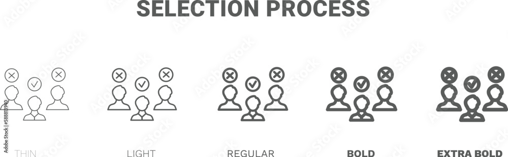 selection process icon. Thin, regular, bold and more selection process icon from Human Resources collection. Editable selection process symbol can be used web and mobile selection process icon. Thin, regular, bold and more selection process icon from Human Resources collection. Editable selection process symbol can be used web and mobile