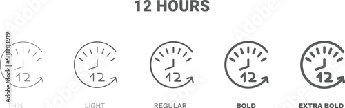 12 hours icon. Thin, regular, bold and more 12 hours icon from Human Resources collection. Editable 12 hours symbol can be used web and mobile