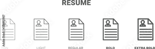 resume icon. Thin, regular, bold and more resume icon from Human Resources collection. Editable resume symbol can be used web and mobile
