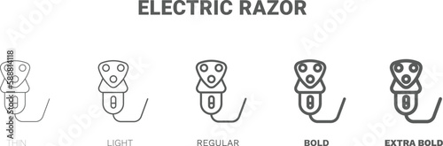 electric razor icon. Thin, regular, bold and more style electric razor icon from Hygiene and Sanitation collection. Editable electric razor symbol can be used web and mobile