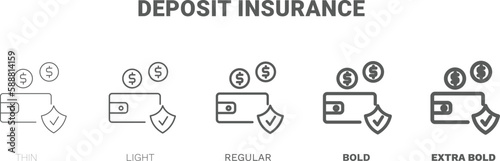 deposit insurance icon. Thin, regular, bold and more deposit insurance icon from Insurance and Coverage collection. Editable deposit insurance symbol can be used web and mobile