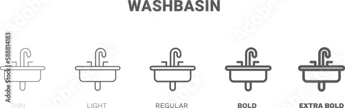 washbasin icon. Thin, regular, bold and more style washbasin icon from Hygiene and Sanitation collection. Editable washbasin symbol can be used web and mobile