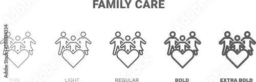 family care icon. Thin, regular, bold and more family care icon from Insurance and Coverage collection. Editable family care symbol can be used web and mobile