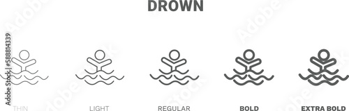 drown icon. Thin, regular, bold and more drown icon from Insurance and Coverage collection. Editable drown symbol can be used web and mobile