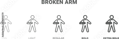 broken arm icon. Thin, regular, bold and more broken arm icon from Insurance and Coverage collection. Editable broken arm symbol can be used web and mobile