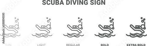 scuba diving sign icon. Thin, regular, bold and more scuba diving sign icon from sport and game collection. Editable scuba diving sign symbol can be used web and mobile