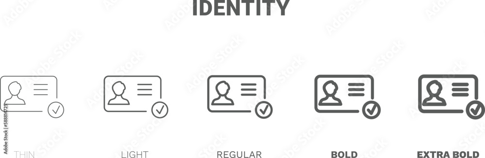 identity icon. Thin, regular, bold and more style identity icon from startup and strategy collection. Editable identity symbol can be used web and mobile identity icon. Thin, regular, bold and more style identity icon from startup and strategy collection. Editable identity symbol can be used web and mobile