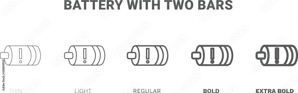 battery with two bars icon. Thin, regular, bold and more style battery with two bars icon from technology collection. Editable battery with two bars symbol can be used web and mobile battery with two bars icon. Thin, regular, bold and more style battery with two bars icon from technology collection. Editable battery with two bars symbol can be used web and mobile