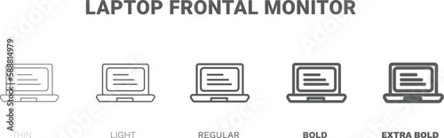 laptop frontal monitor icon. Thin, regular, bold and more style laptop frontal monitor icon from technology collection. Editable laptop frontal monitor symbol can be used web and mobile