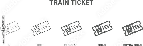train ticket icon. Thin, regular, bold and more style train ticket icon from travel and trip collection. Editable train ticket symbol can be used web and mobile