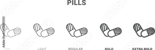 pills icon. Thin, regular, bold and more style pills icon from health and medical collection. Editable pills symbol can be used web and mobile