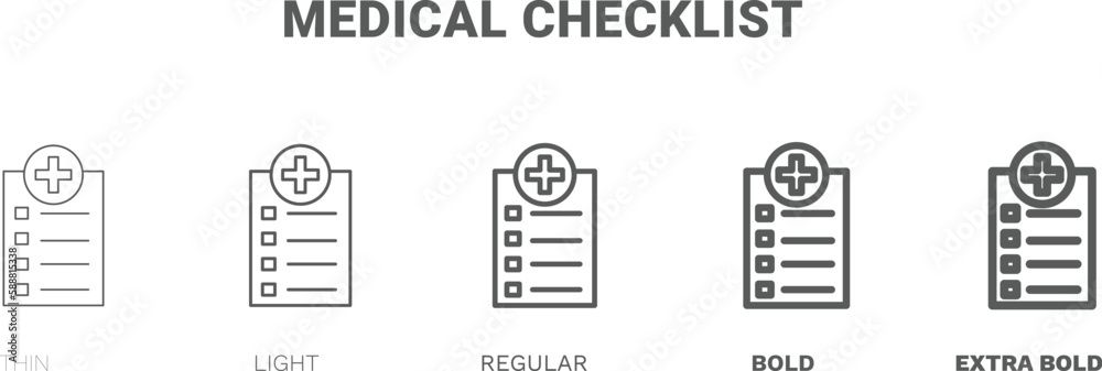 medical checklist icon. Thin, regular, bold and more style medical checklist icon from health and medical collection. Editable medical checklist symbol can be used web and mobile medical checklist icon. Thin, regular, bold and more style medical checklist icon from health and medical collection. Editable medical checklist symbol can be used web and mobile