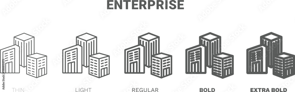 Fototapeta premium enterprise icon. Thin, regular, bold and more style enterprise icon from marketing collection. Editable enterprise symbol can be used web and mobile