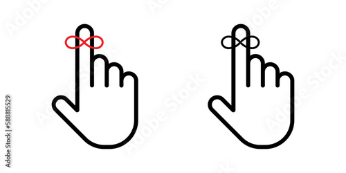 Reminder strip on hand icon set.