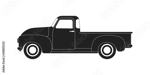 Retro pick up car icon