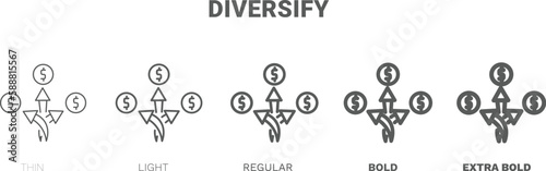 diversify icon. Thin, regular, bold and more style diversify icon from marketing collection. Editable diversify symbol can be used web and mobile photo