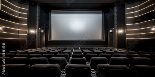 Cinema screen and cinema hall interior. generative AI
