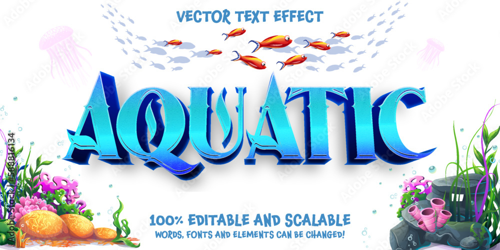 Aquatic Editable text effect - under the sea style